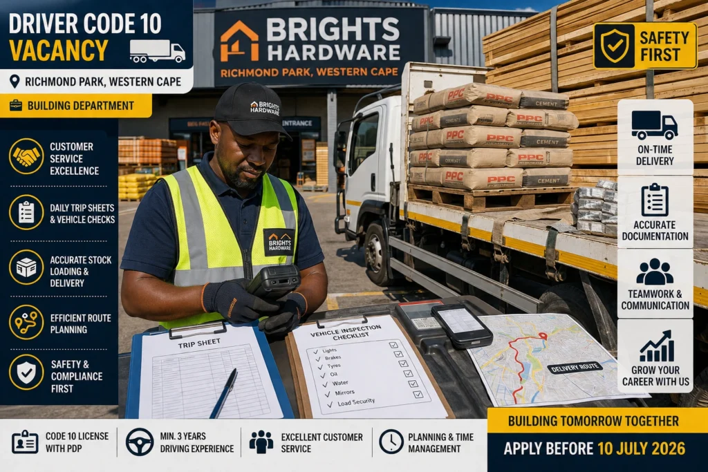 Driver Code 10 Vacancy